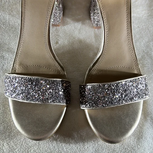 Gianni Bini Block Party Light Gold Glitter Heels 9.5 - Picture 8 of 10
